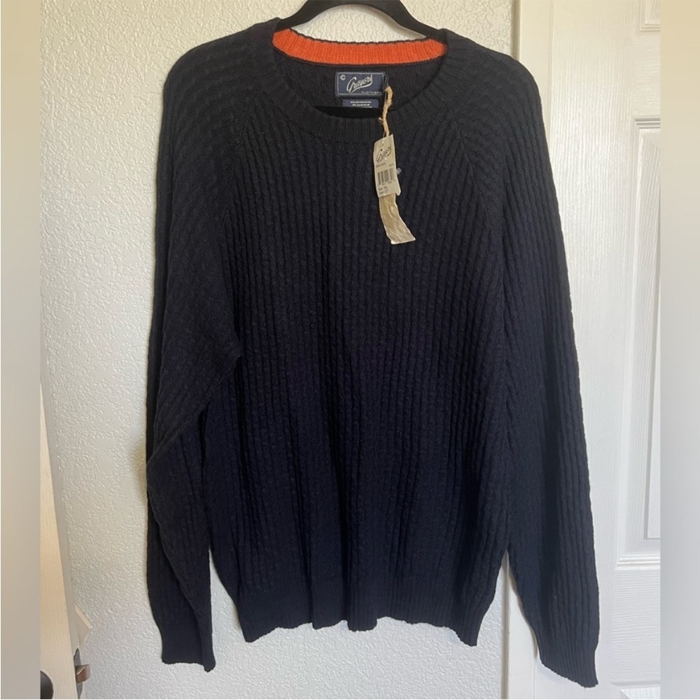 Grayers Navy Blue and Orange Crewneck Knit Sweater